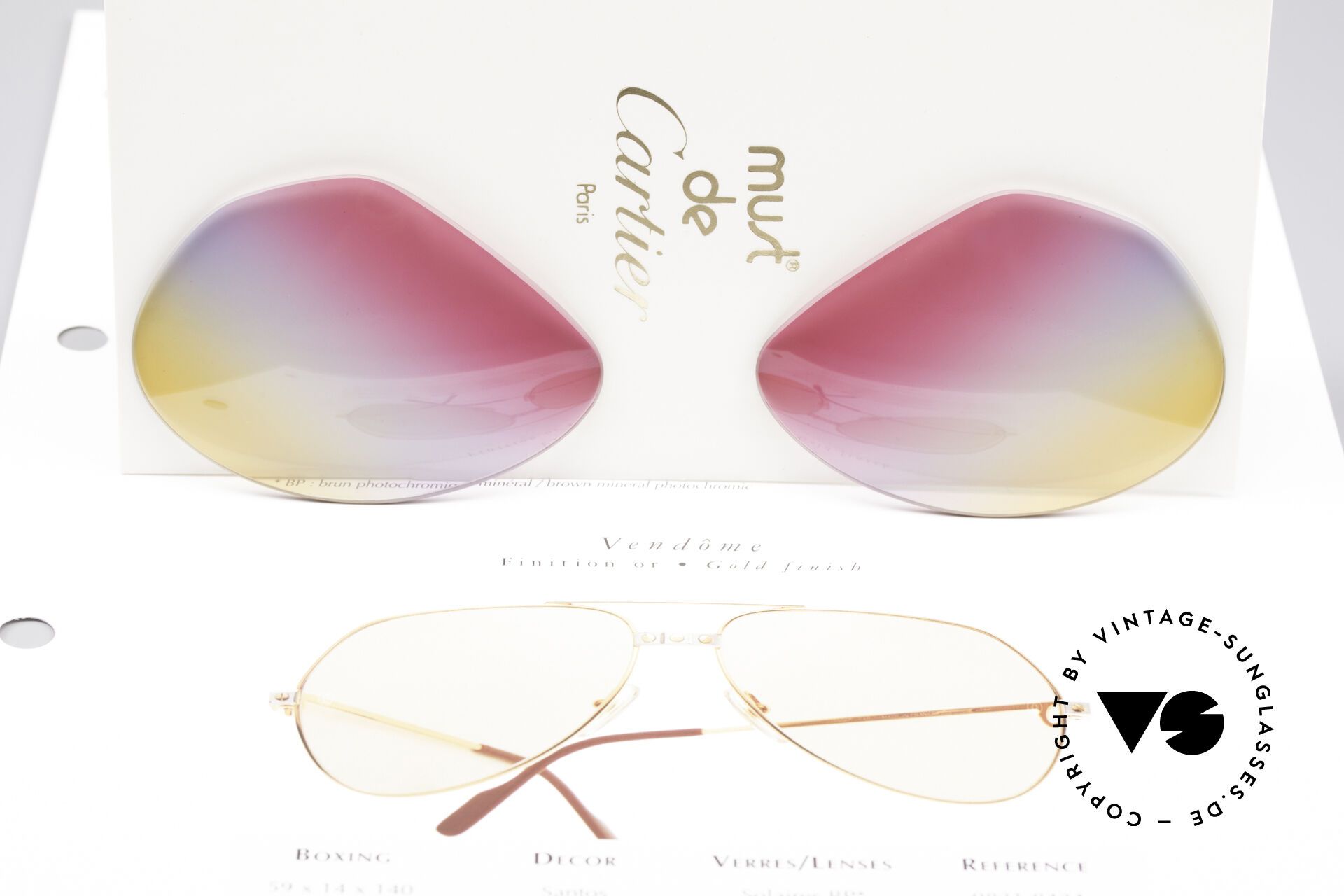 Sunglasses Cartier Vendome Lenses - L Tricolored Sunrise Lenses