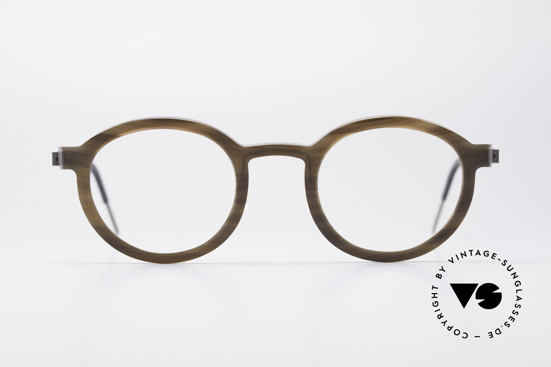 改造レンズ　フランス　H.ROUSSEL PARIS 管理261Ｂ07 Glasses Lindberg 1811 Horn Horn Titanium Round Frame