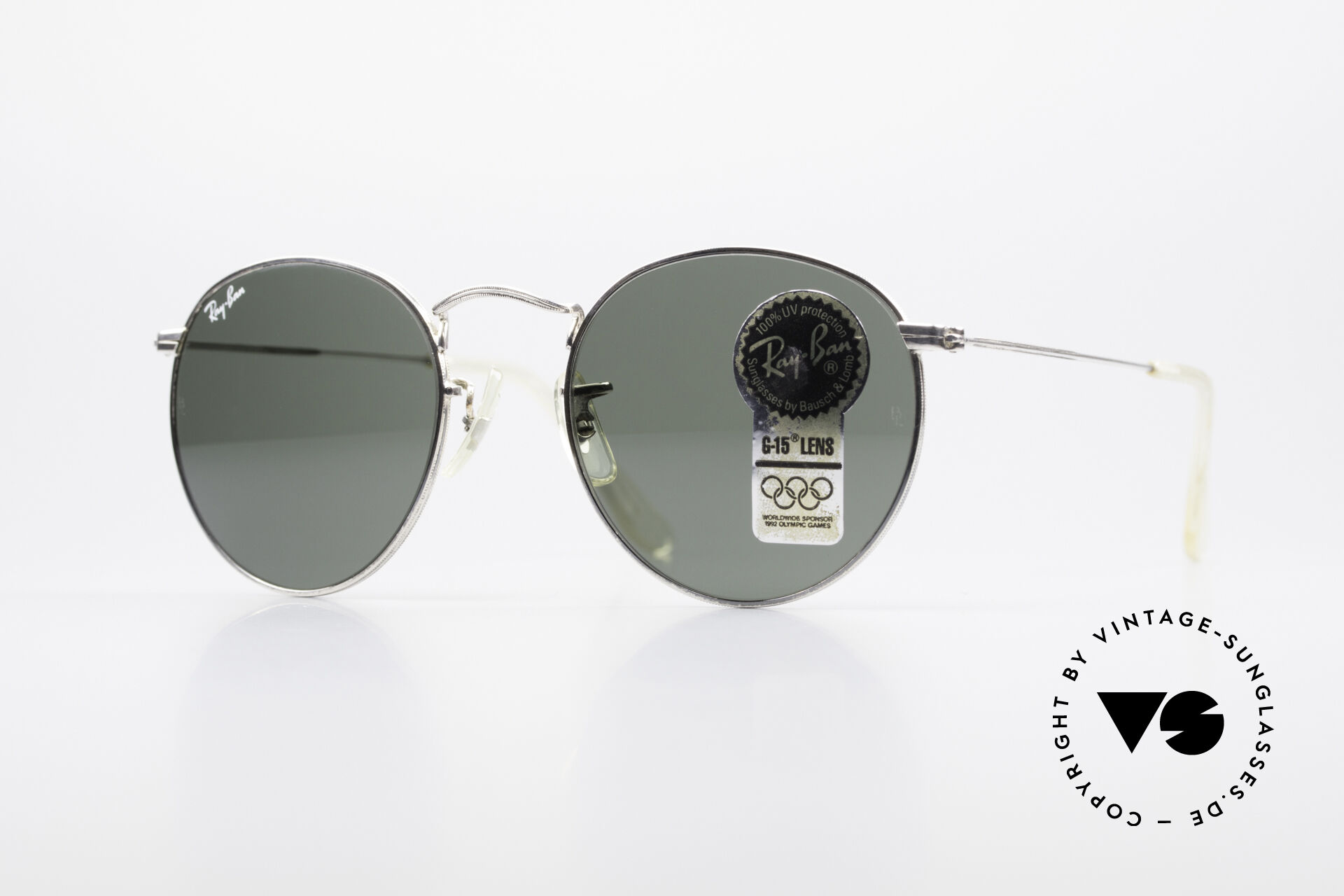 Ray ban best sale round metal silver