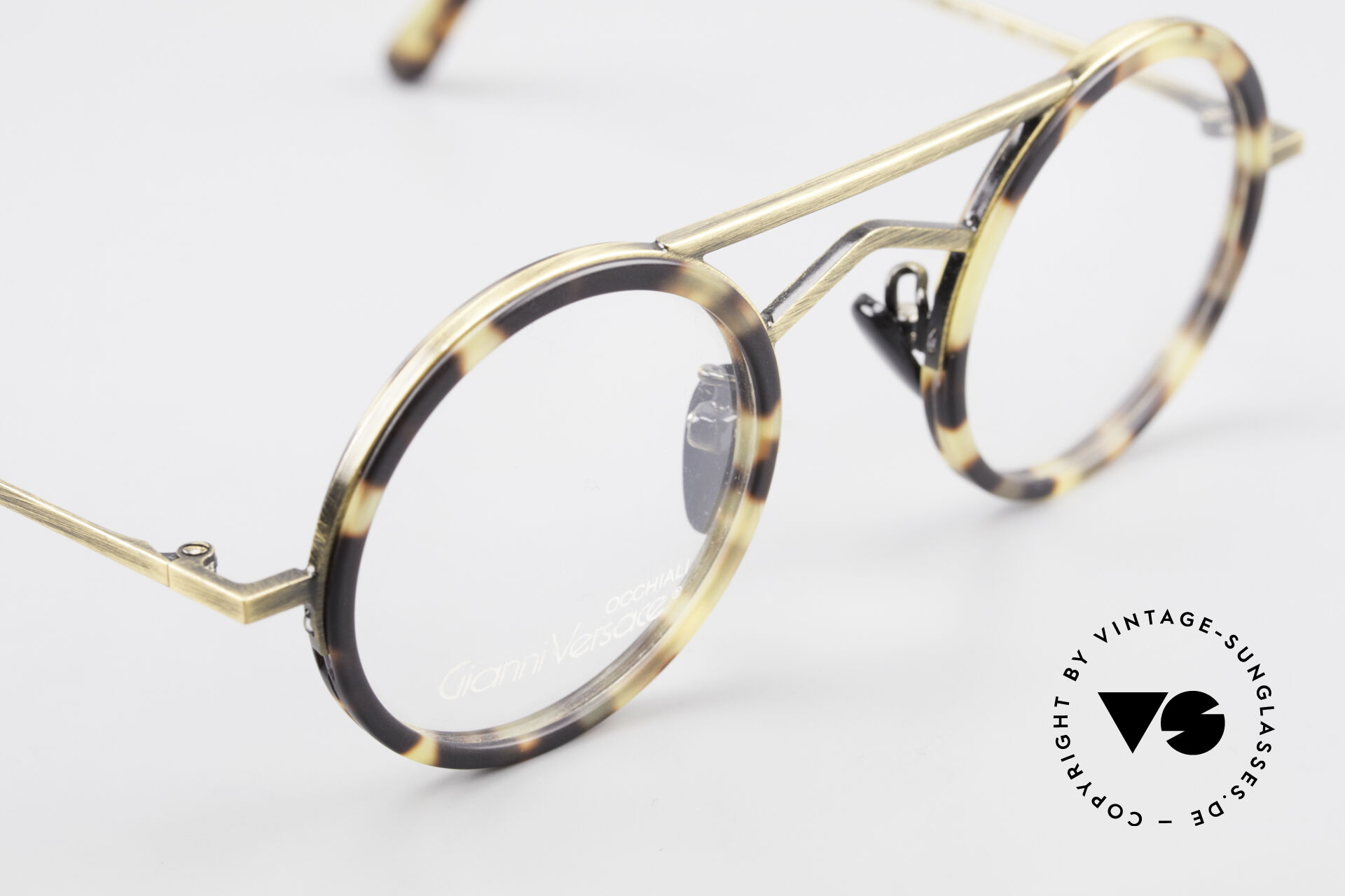 Glasses Gianni Versace 620 Round 90 s Vintage Eyeglasses