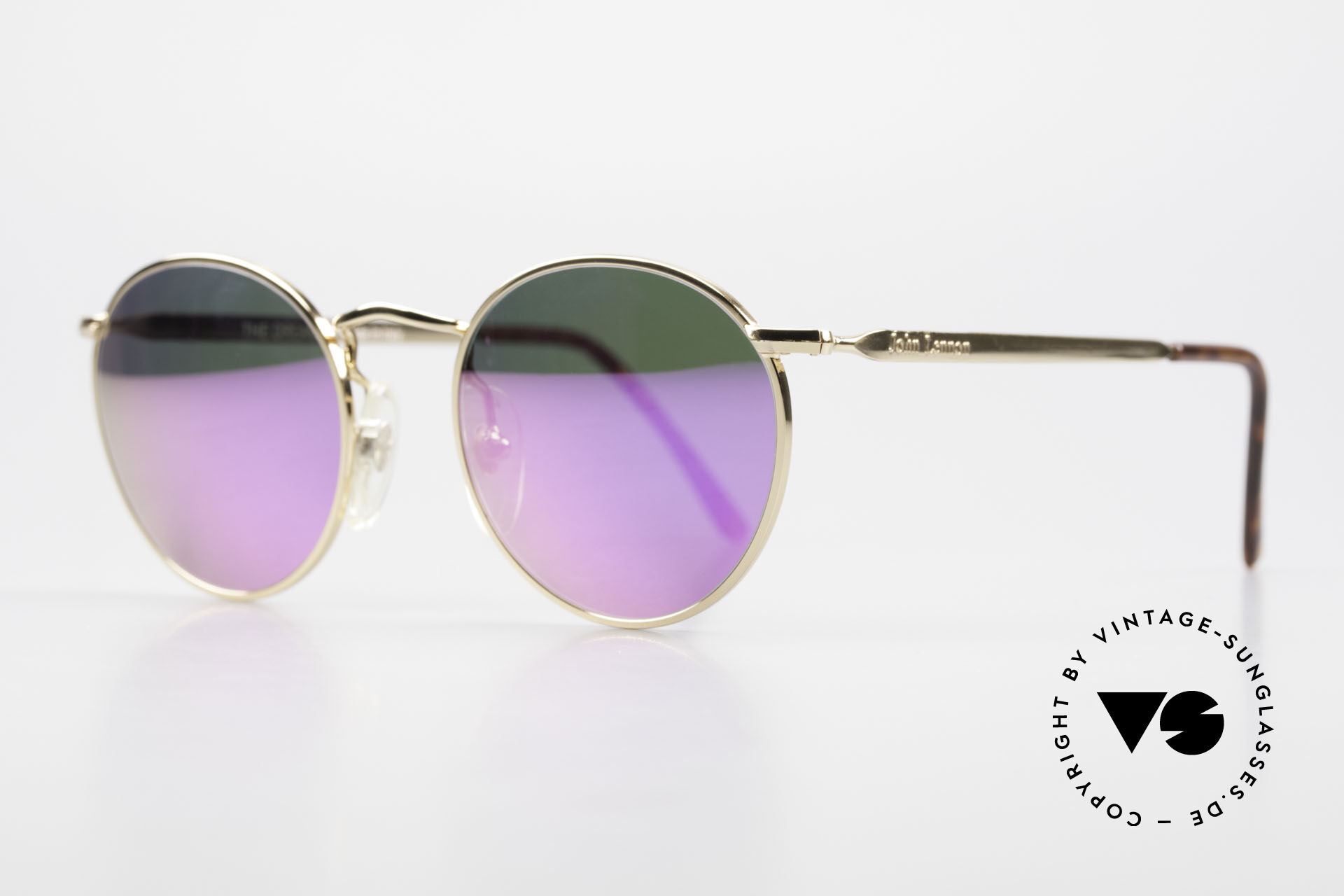 Men's Round Rose Gold Sunglasses With Mirror Lenses