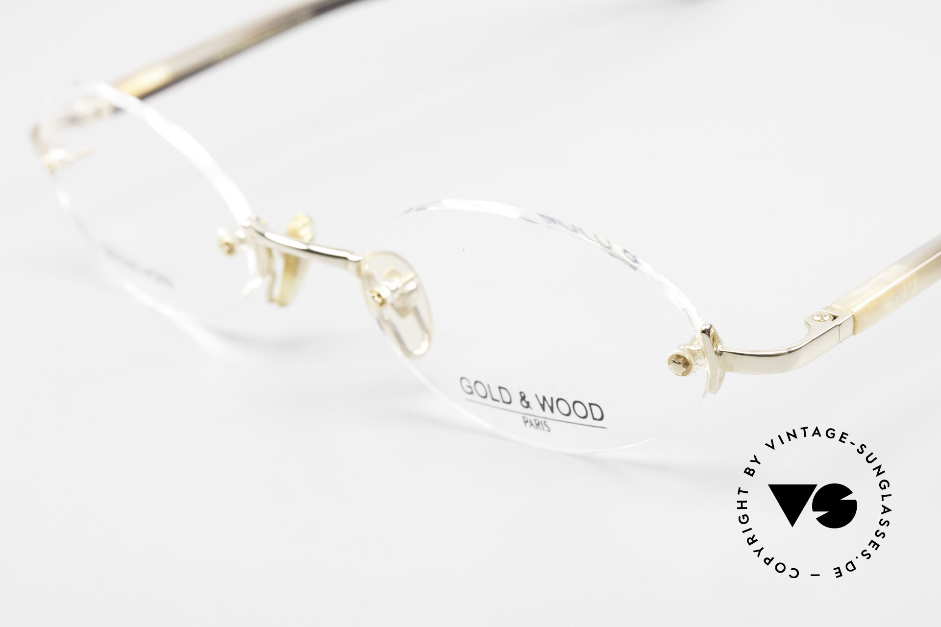 Gold and shop wood glasses