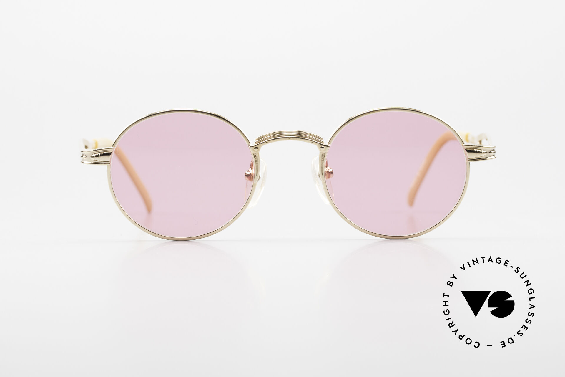 Sunglasses Jean Paul Gaultier 55 7107 Pink Round Glasses Gold Plated