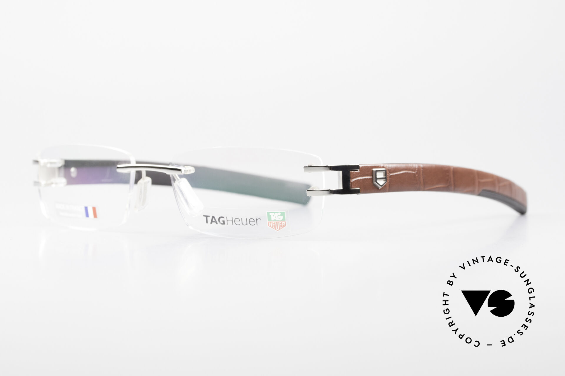 Glasses Tag Heuer L Type 0113 Alligator Leather Rimless Frame