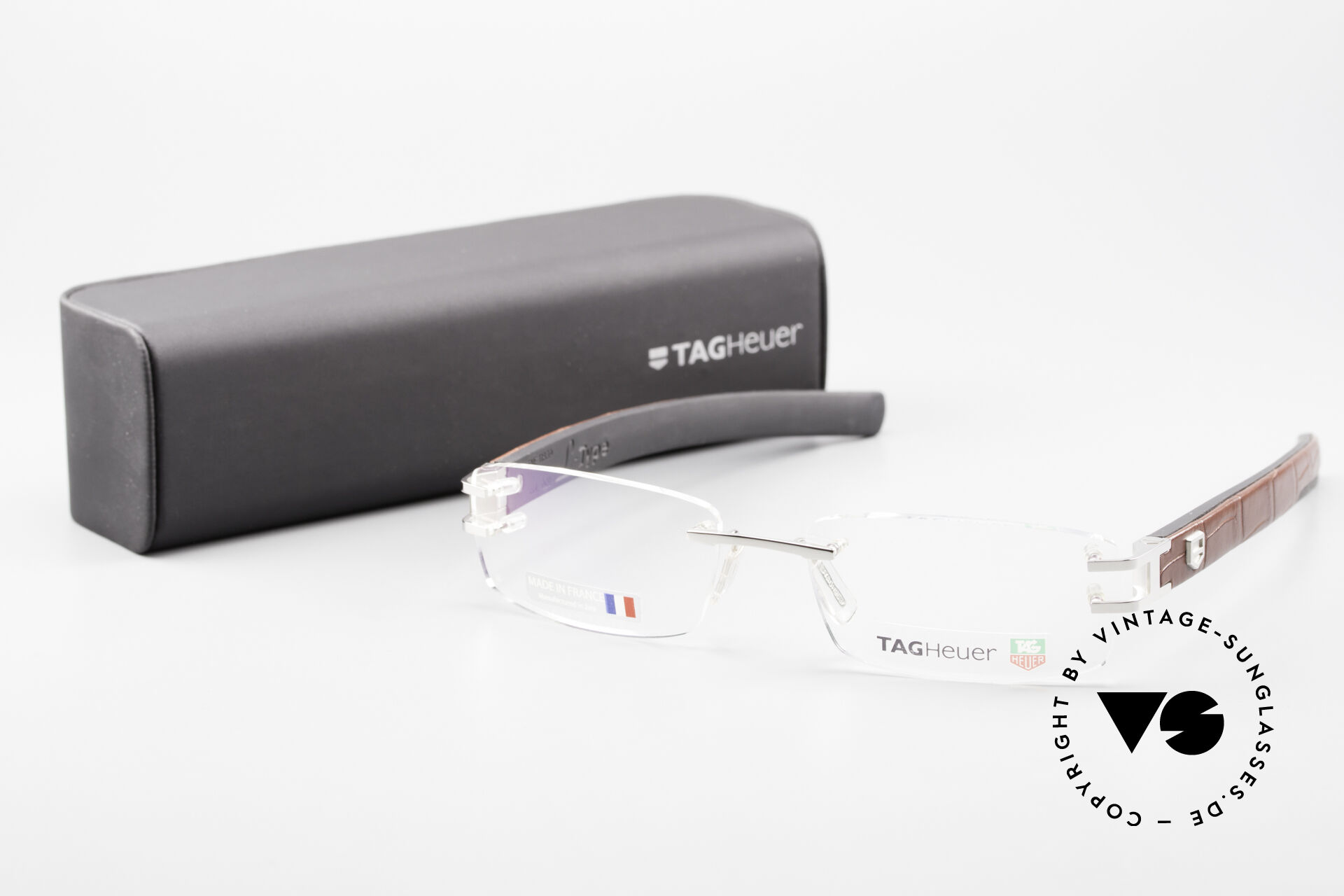 Glasses Tag Heuer L Type 0113 Alligator Leather Rimless Frame