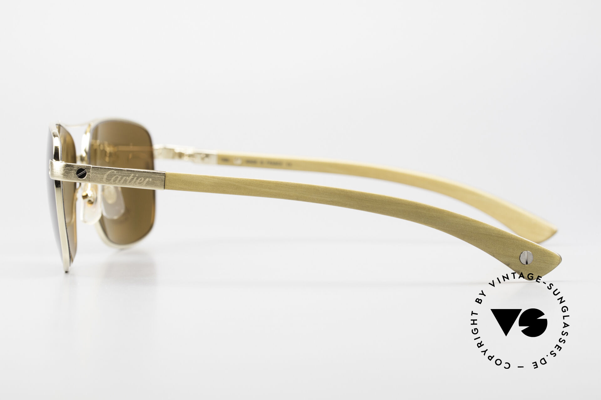 Sunglasses Cartier Santos De Cartier Wood Frame Pilot Polarized