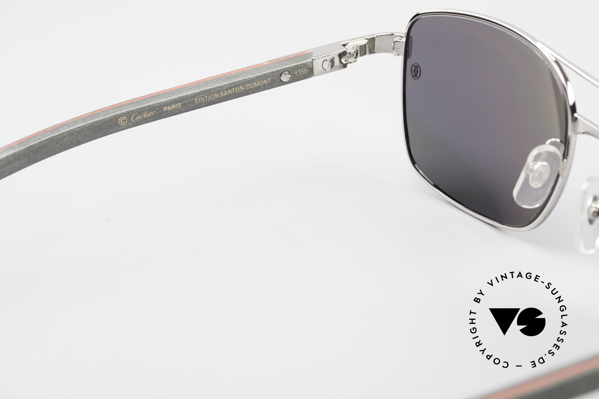 Sunglasses Cartier Santos De Cartier Large Wood Frame Polarized