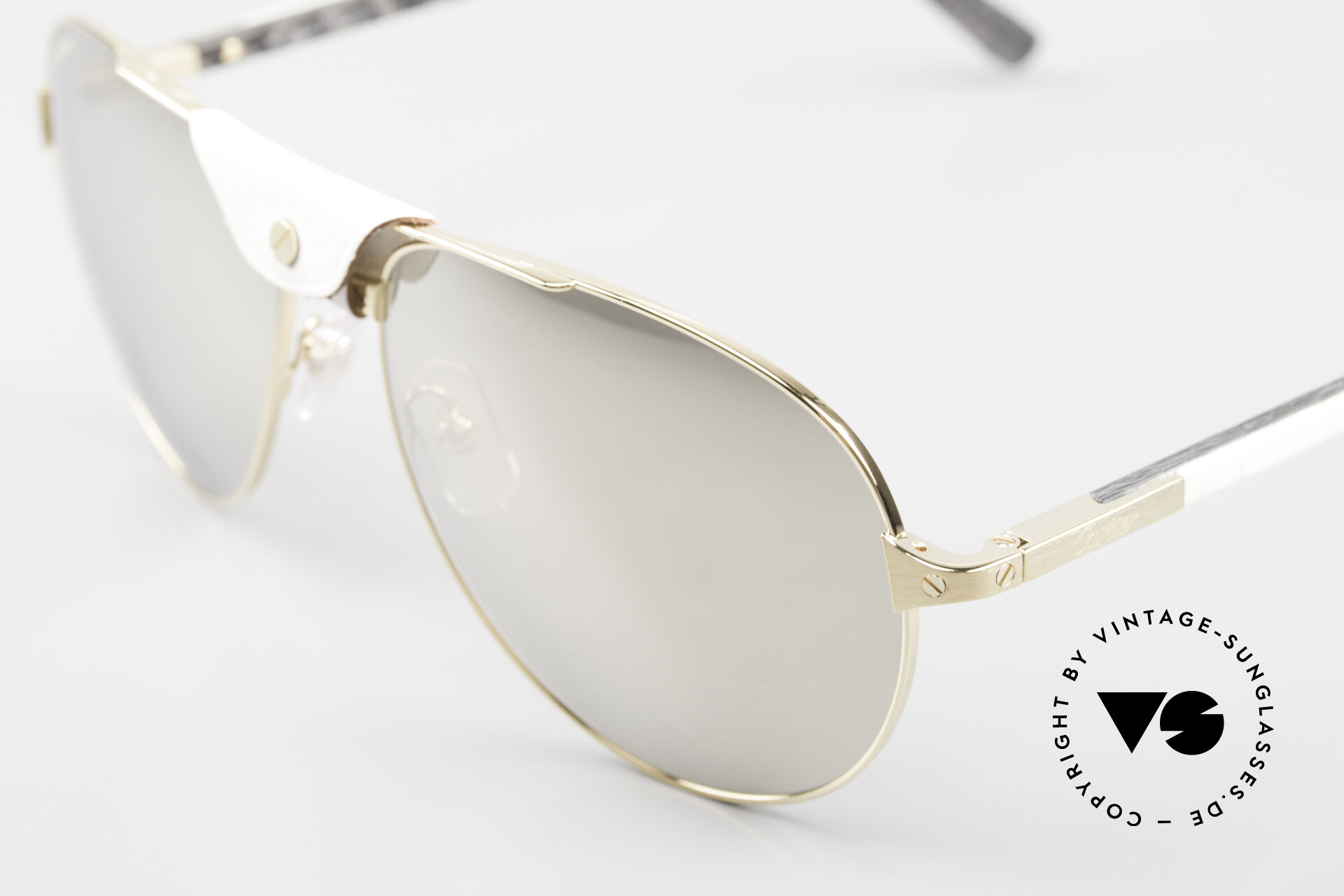 Sunglasses Cartier Limited CT0096S Buffalo Horn Gold Mirrored