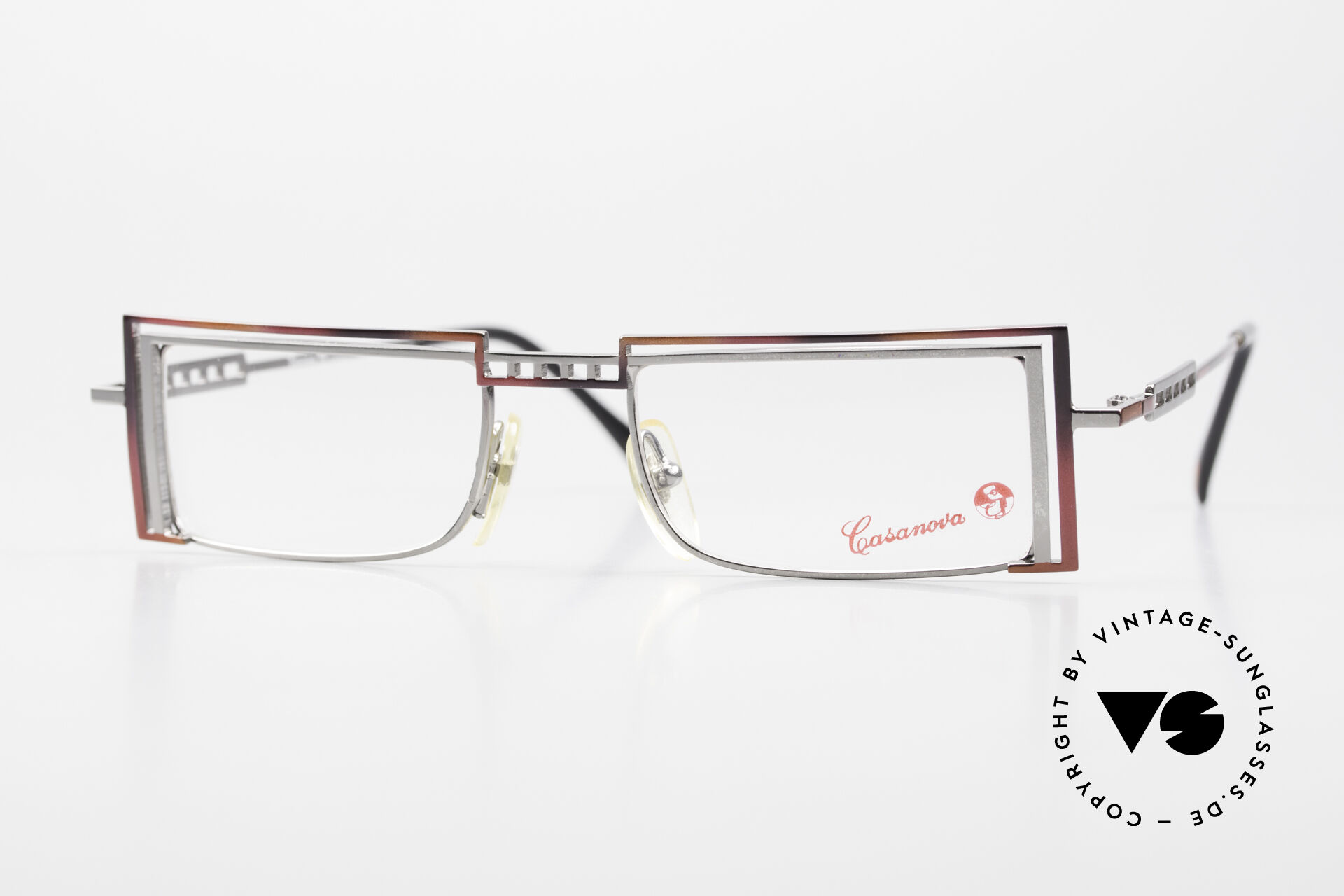 Lunettes Vintage Casanova LC-5 - Monture Carrée Or/argent/noir - Allemagne - Neuf Sans étiquette