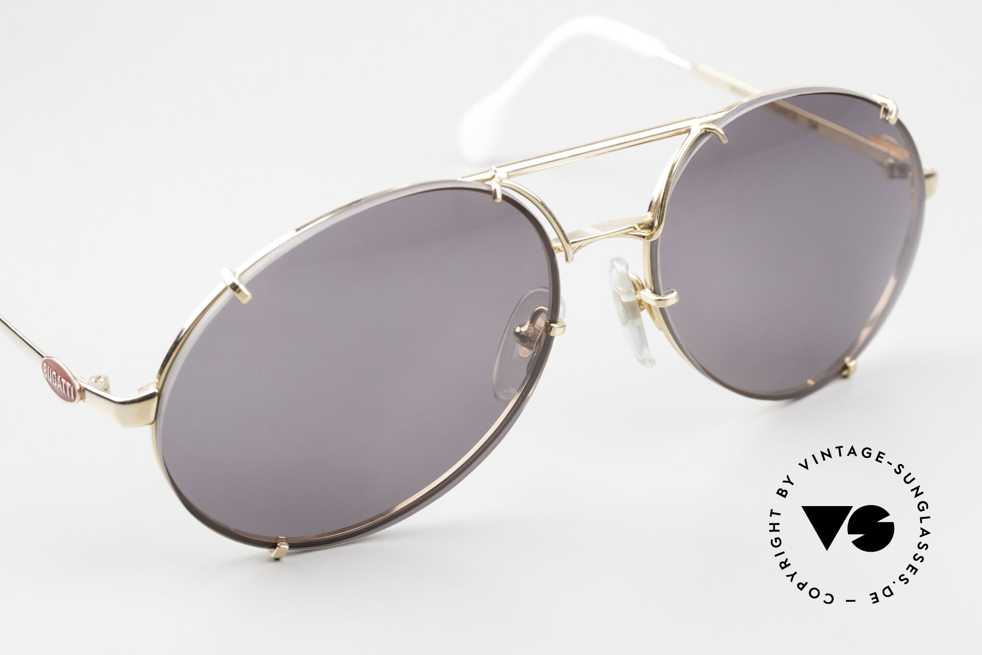 Bugatti Gold Frame Rose-Tint Round Sunglasses Sunglasses Bugatti 65359 80 main image 4