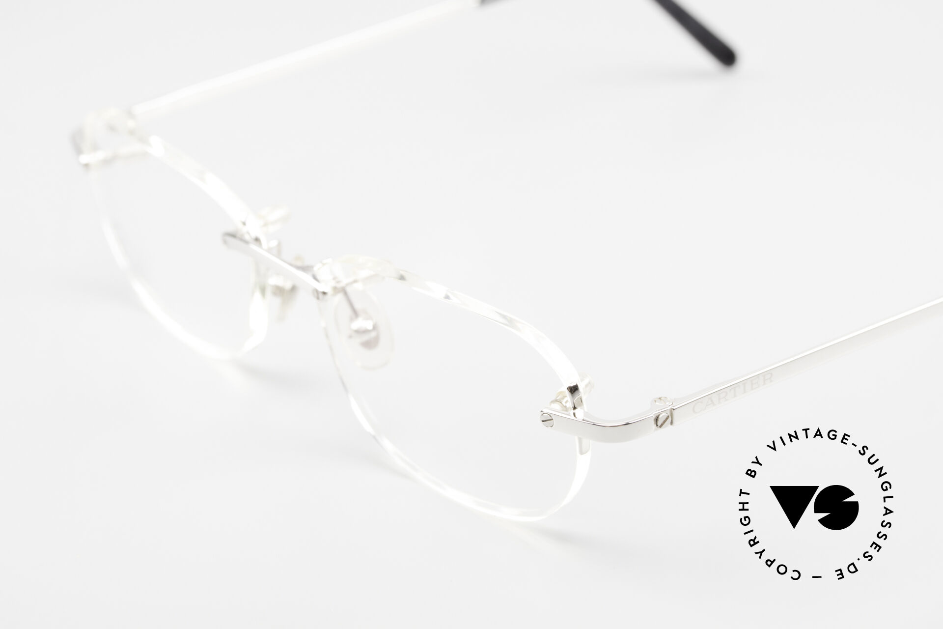 Glasses Cartier T Eye Rimless Platinum Plated Glasses