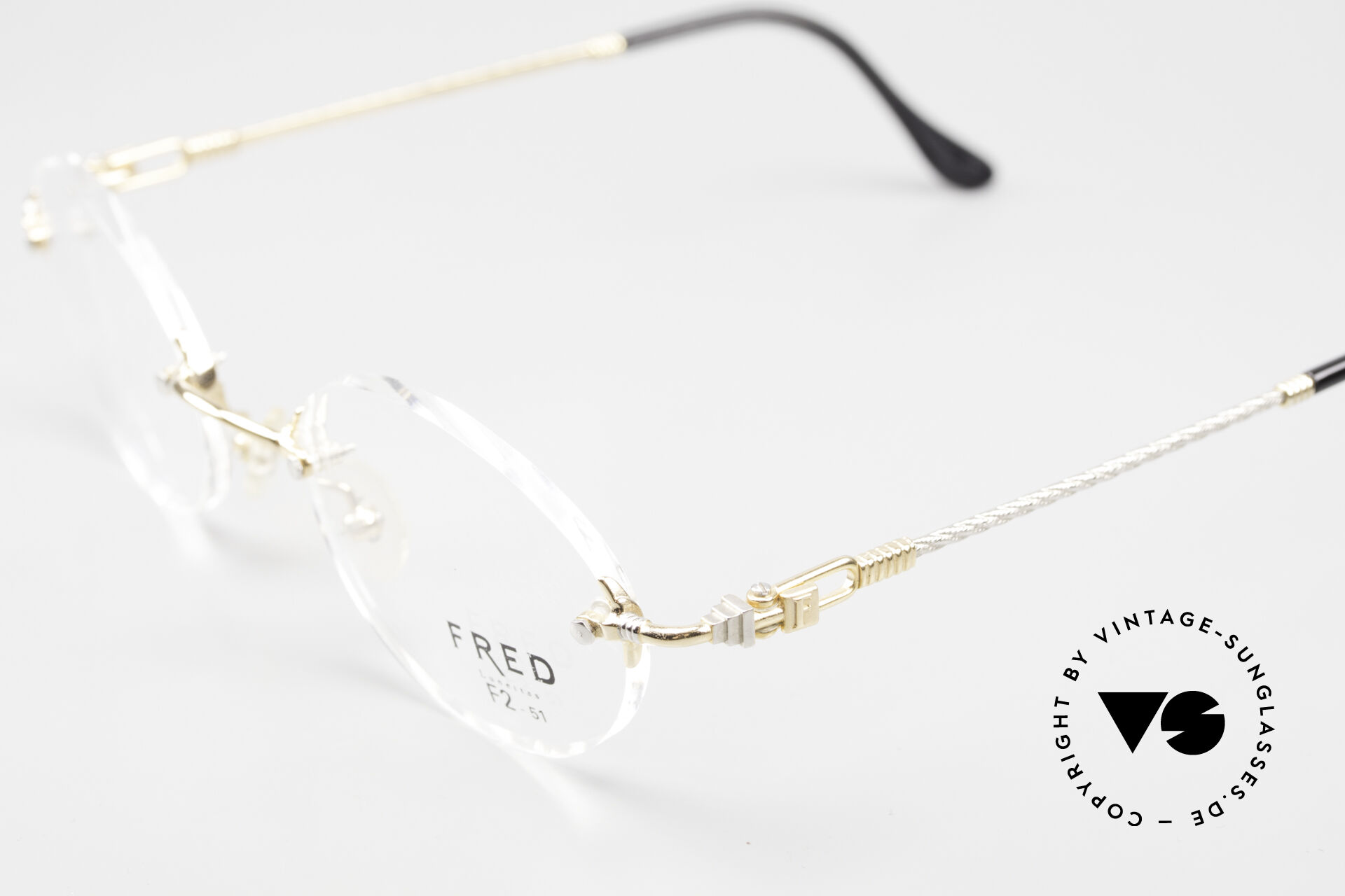 Fred Fidji F2 Rimless Vintage Frame Oval