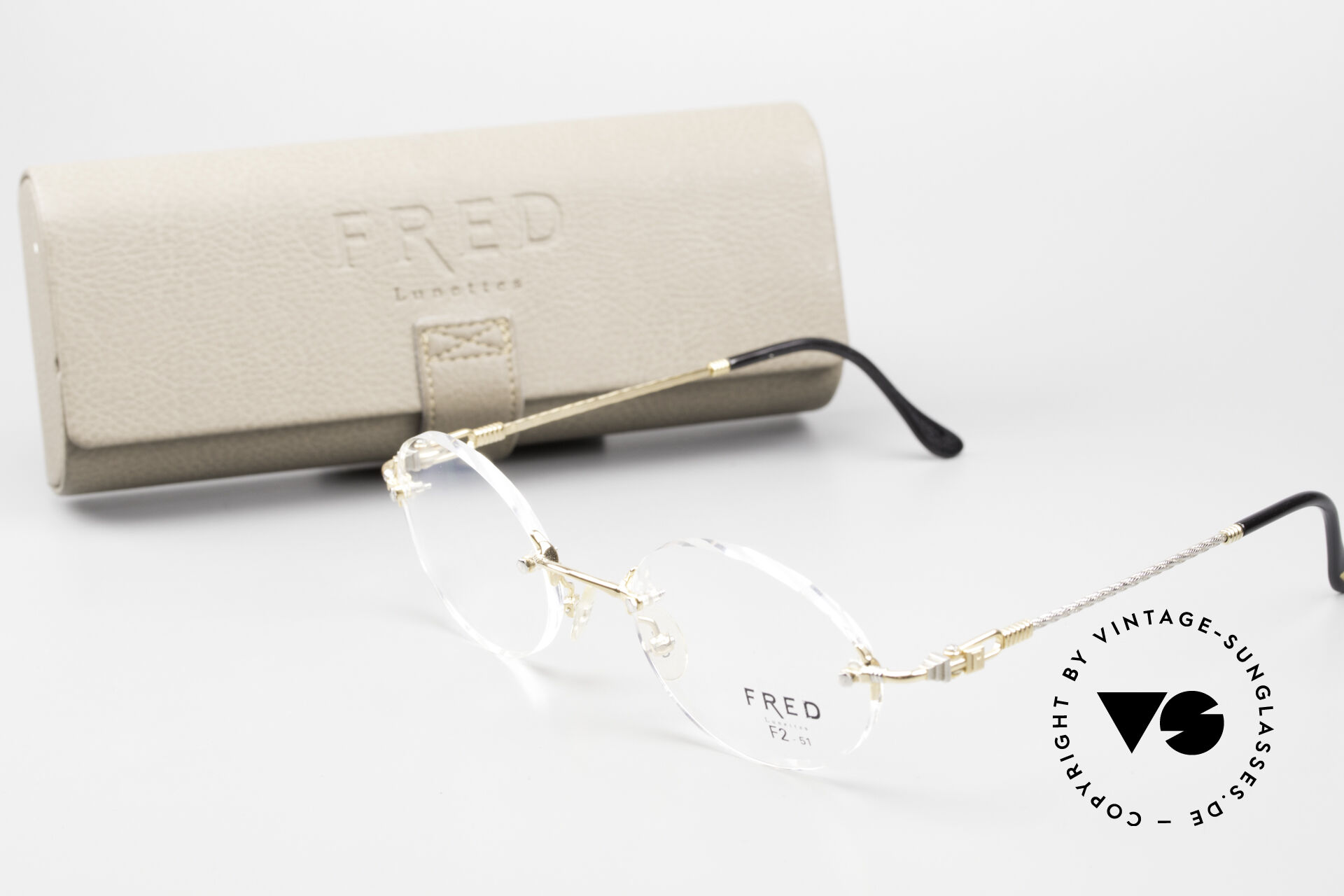 Fred Fidji F2 Rimless Vintage Frame Oval