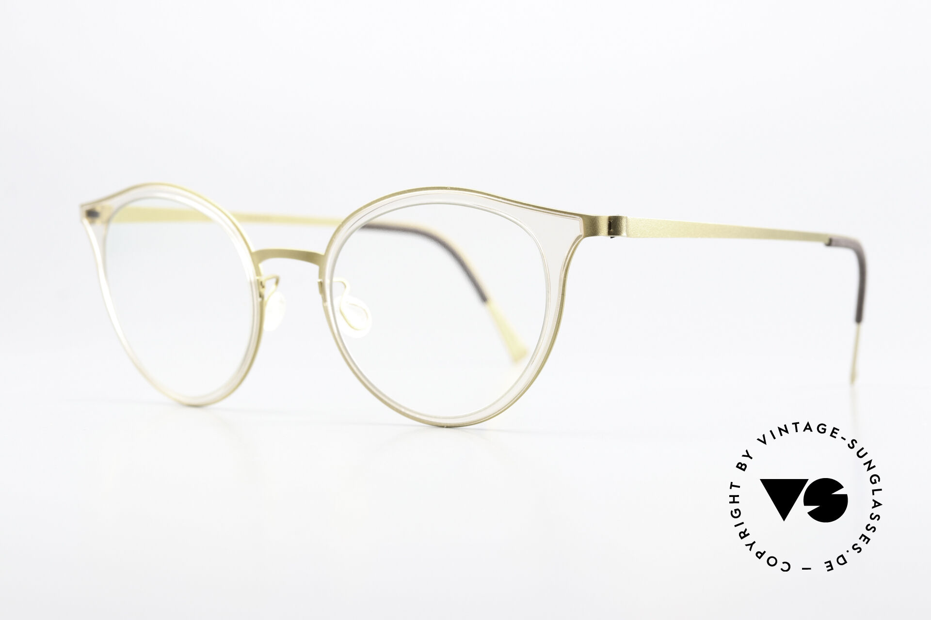 Glasses Lindberg 9728 Strip Titanium Cateye Frame Crystal Gold