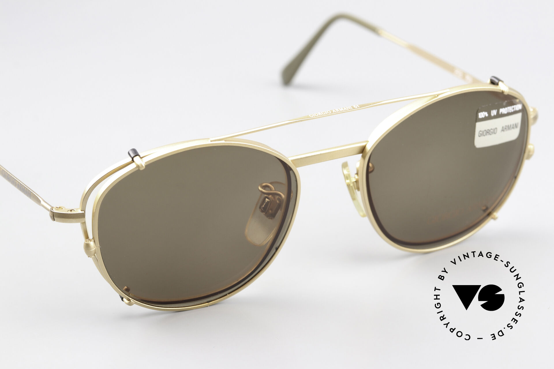 Sunglasses Giorgio Armani 203 1980's Frame With Sun Clip