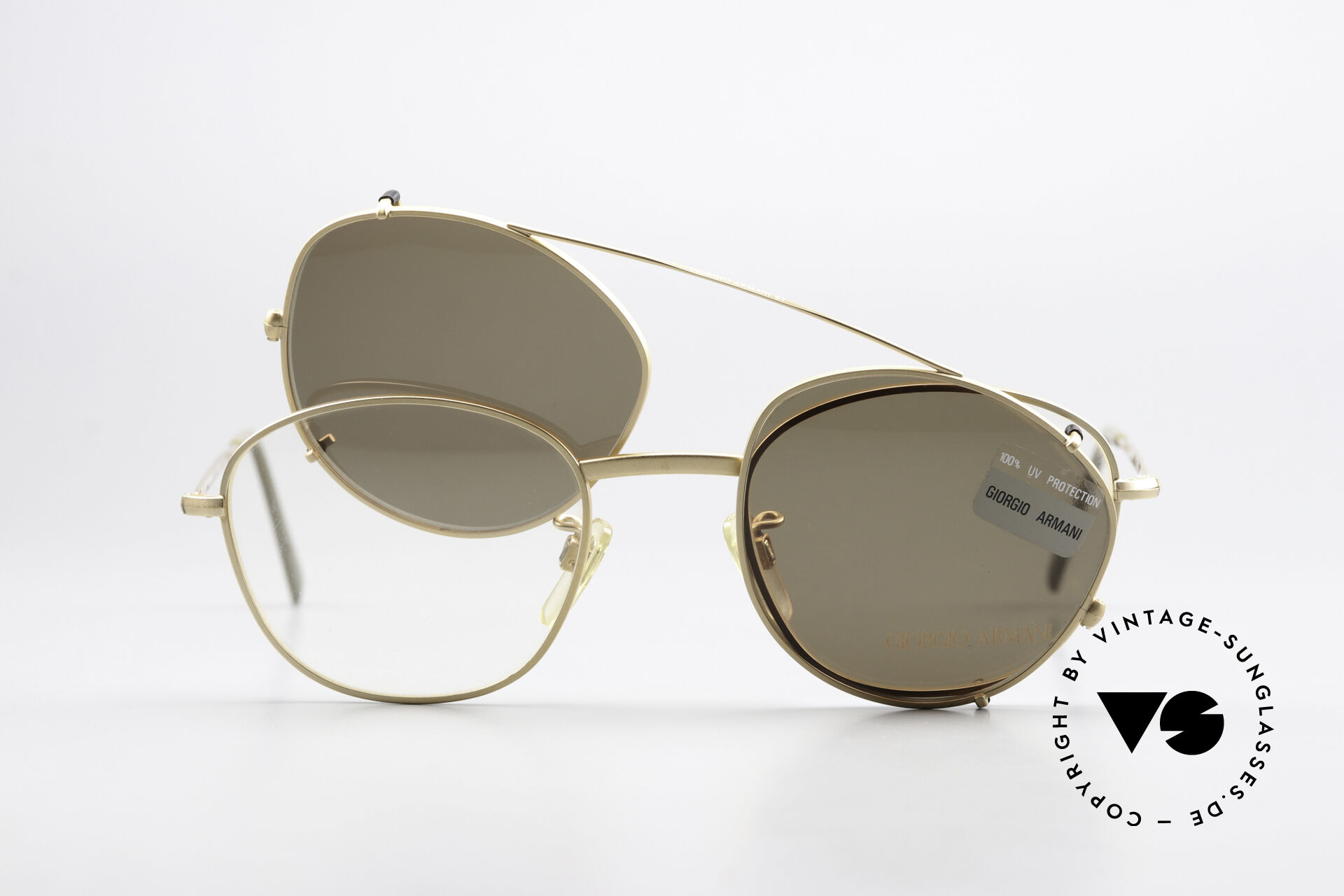 Sunglasses Giorgio Armani 203 1980's Frame With Sun Clip