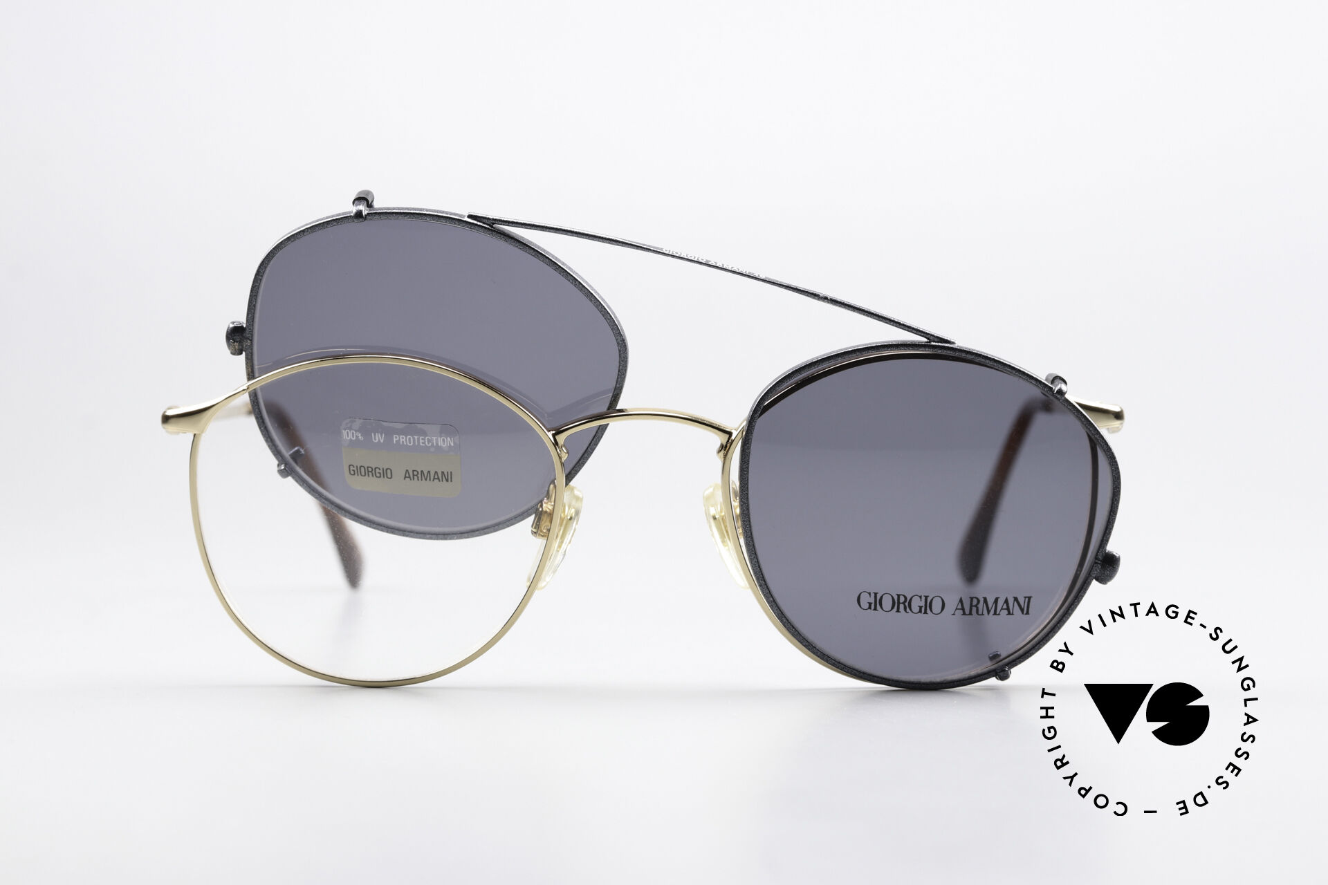 Sunglasses Giorgio Armani 132 With Blue Metallic Clip On Sunglasses Giorgio Armani 132 With Blue Metallic Clip On