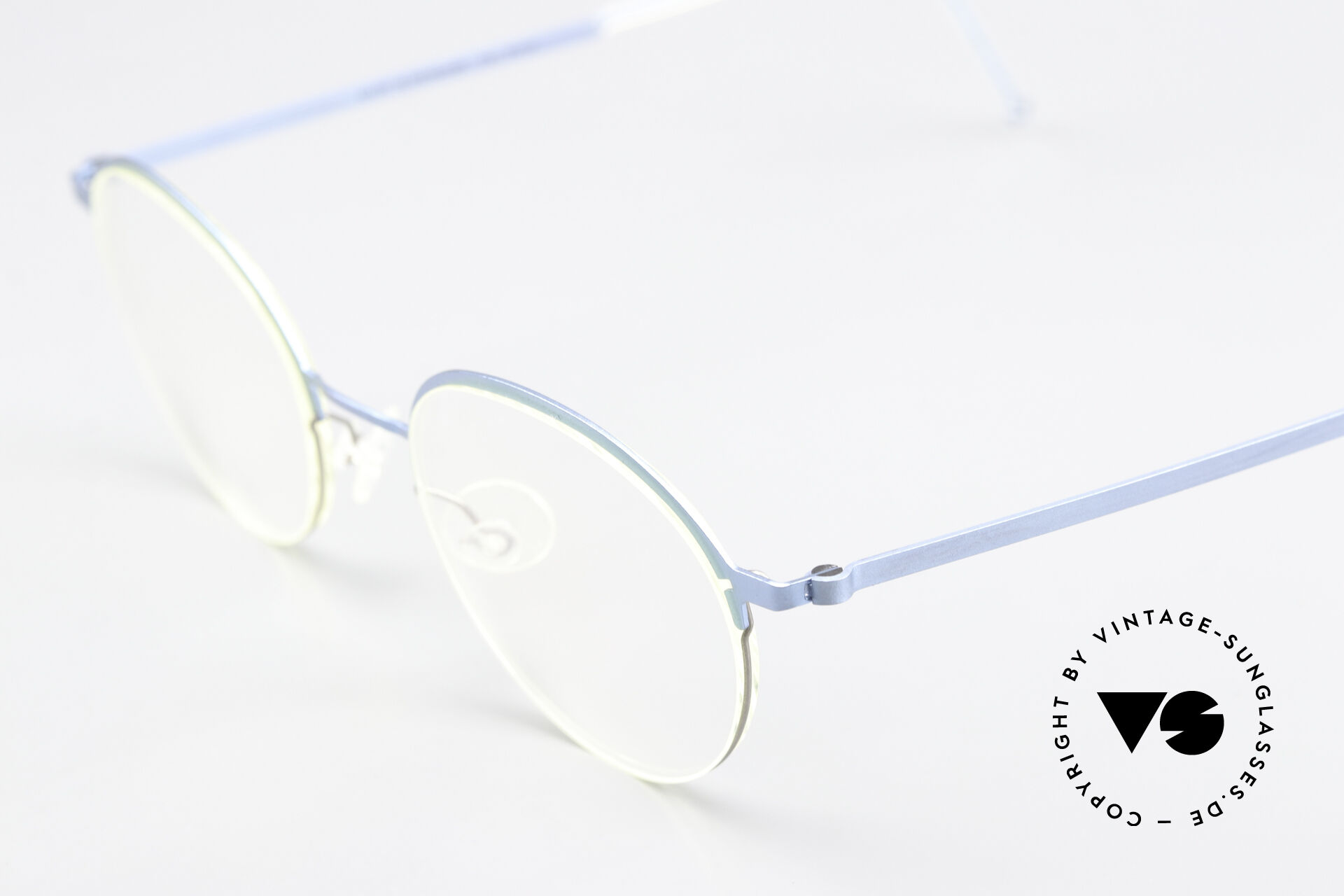 Glasses Lindberg 4010 Strip Titan 1990's Frame Blue Silver