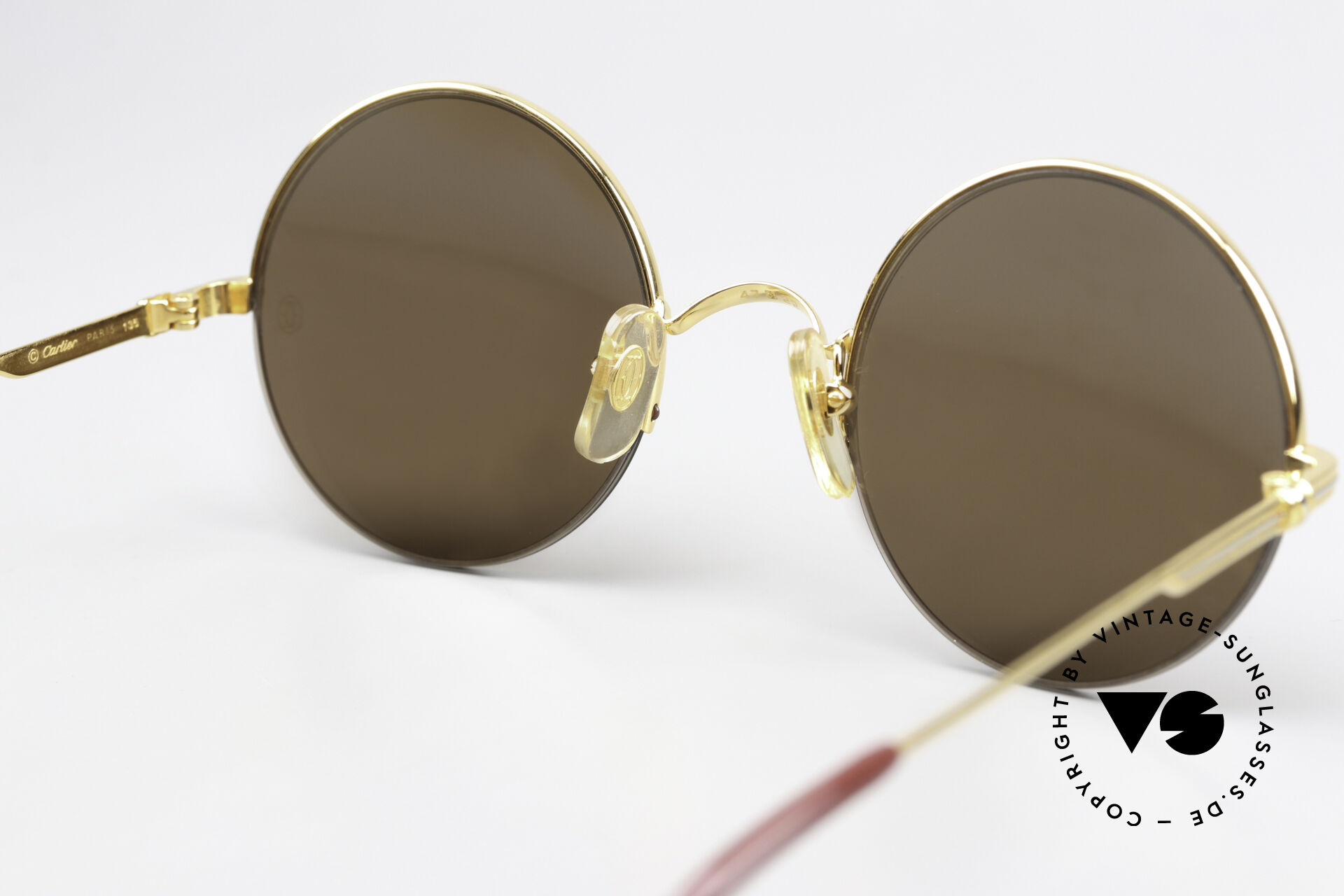 Cartier Mayfair Round Half Frame Gold 47mm Brown Lens France Sunglasses. Must de Cartier sunglasses model Mayfair size 47 main image 4