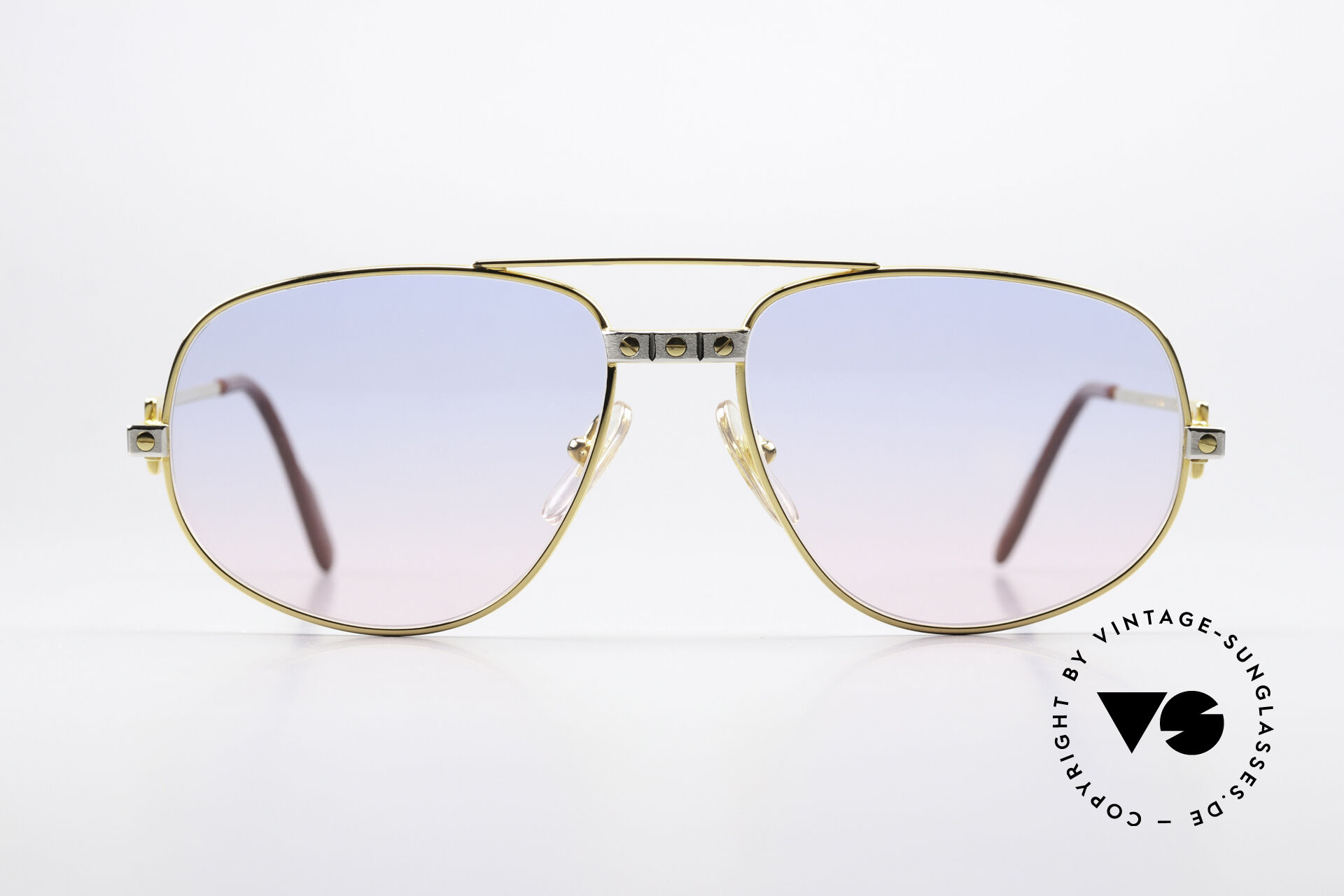 Chic CARTIER Gold Sunglasses with pinkish Gradient Lenses 100% AUTHENTIC !!! Icebox - Cartier Glasses Iced Out Diamonds Rimless - Pink  main image 4