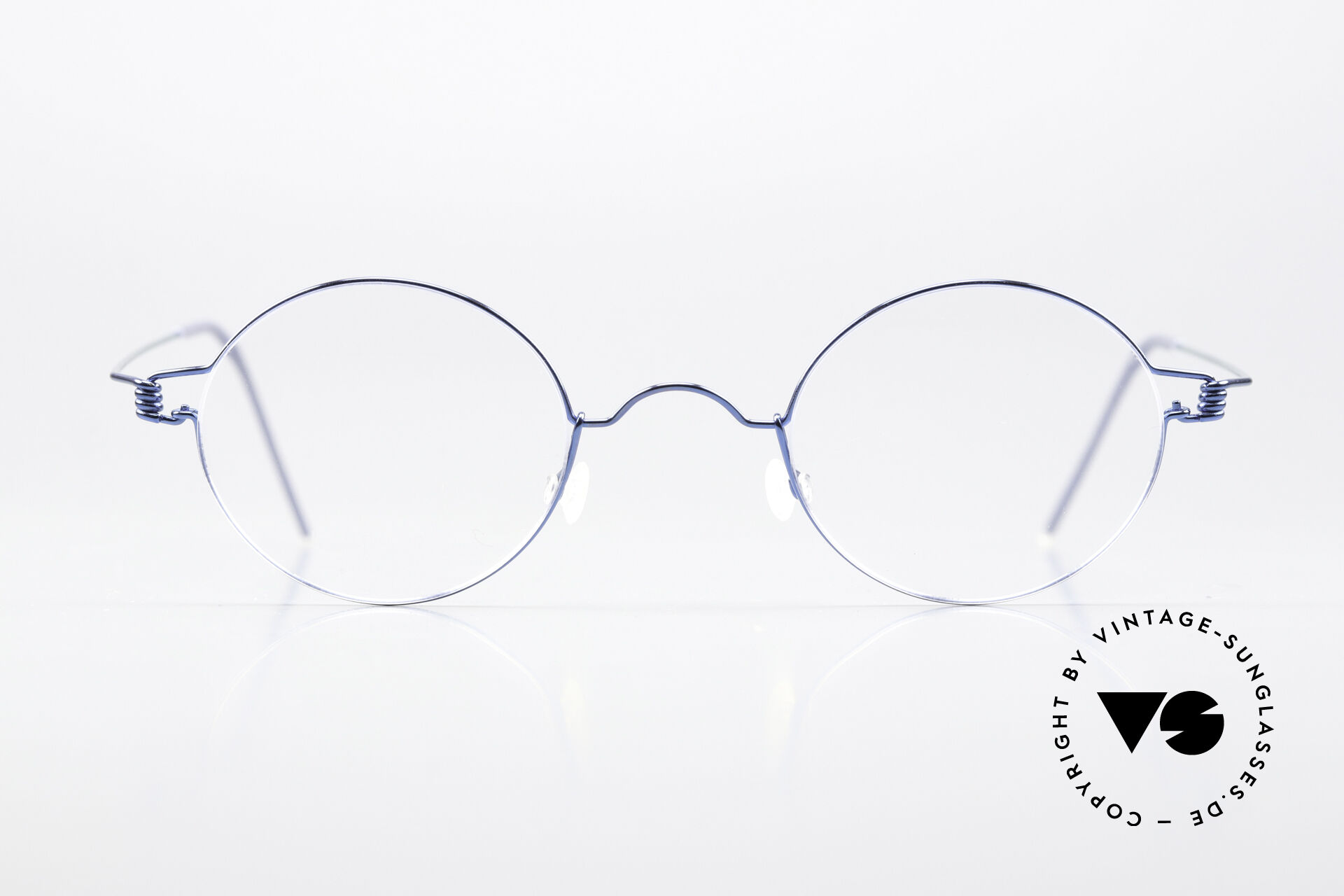 Glasses Lindberg Corona 42 Air Titan Rim Round Specs Blue Metallic