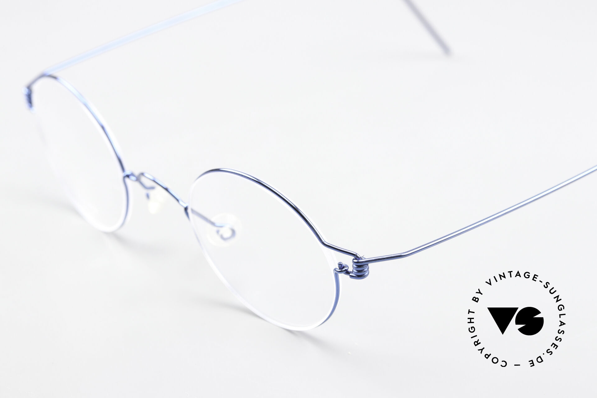 非常に高い品質 Glasses Metallic Blue Specs Round Rim Titan Air Corona Lindberg エアコン