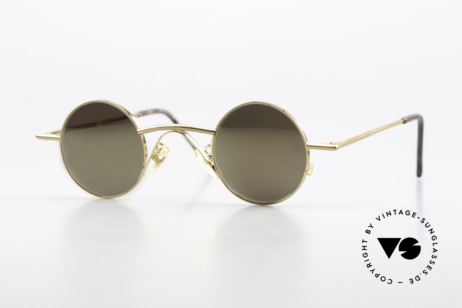Modz Suns Biscayne Round Classic Gold & Brown Sunglasses Gold & Brown Frame Gold Narrow Flexible Round Gradient Sunglasses with Brown  main image 2