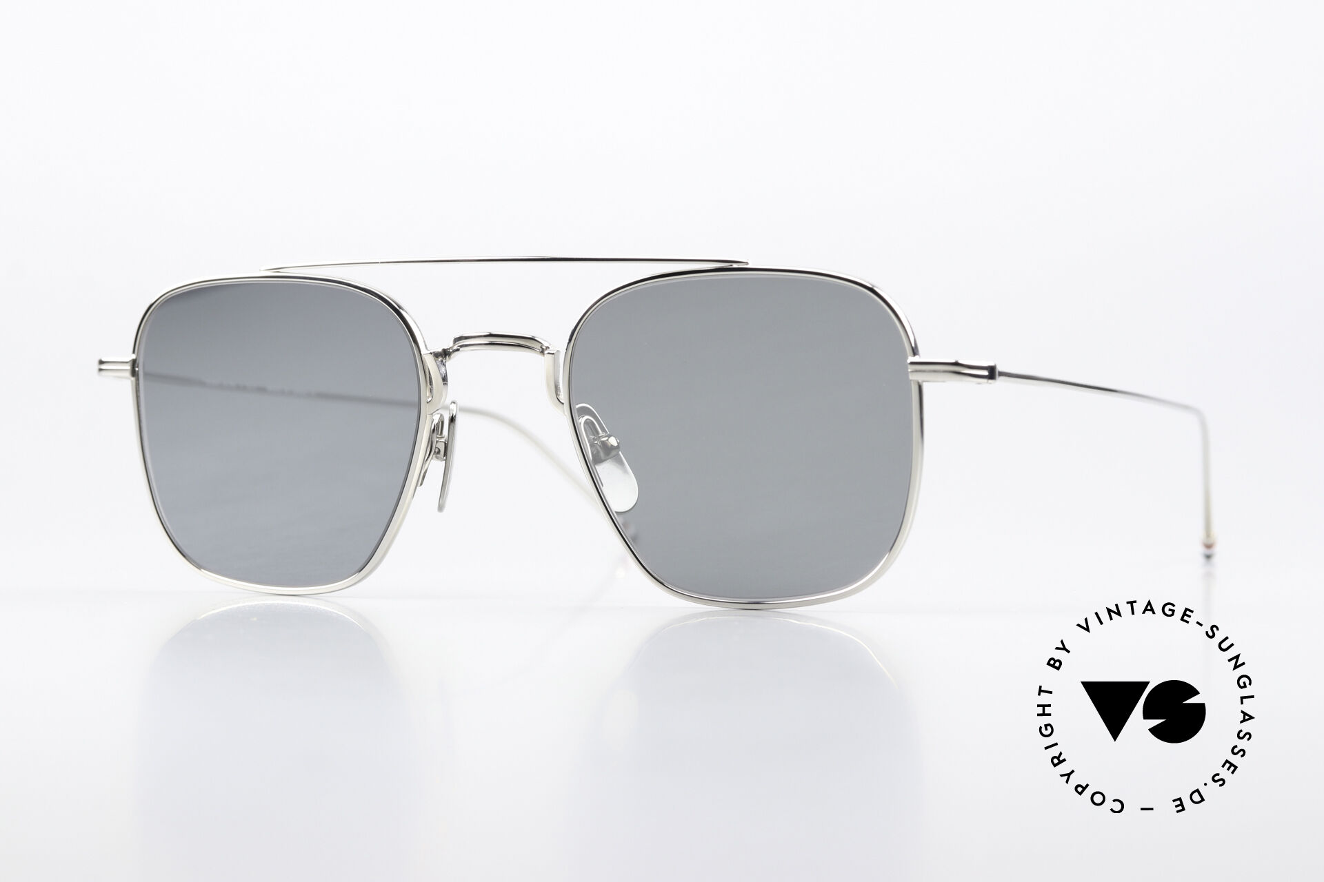 THOM BROWNE トムブラウン TBS907 ツーブリッジ ラウンド サングラス ゴールド Sunglasses Thom Browne TBS907 Silver Mirrored Sun Lenses