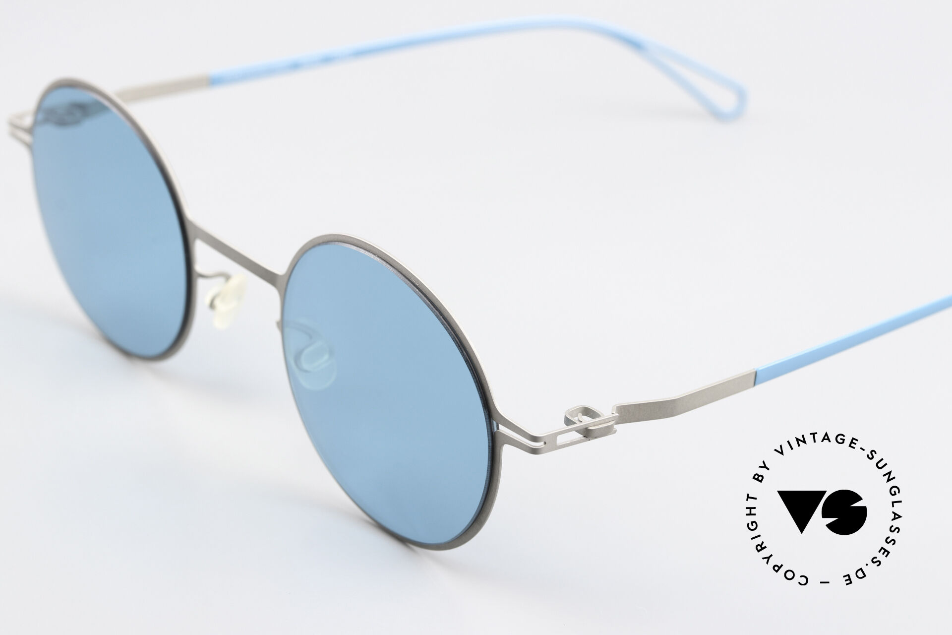 Mykita Solea Minimalist Blue Oval Sunglasses With Silver Accents - NWT MYKITA - Will Sunglasses | Specs Collective main image 4