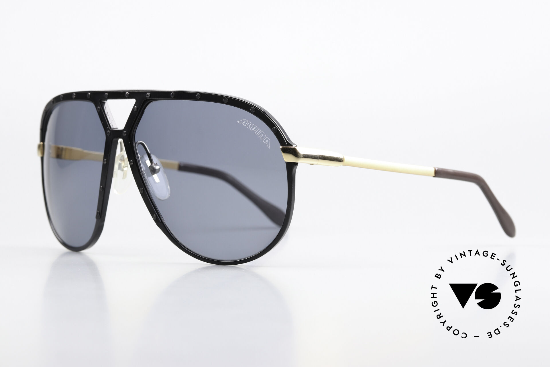 Black and Gold Aviator Blue Lense Sunglasses Alpina Style Alpina M1 Sunglasses - Etsy main image 4