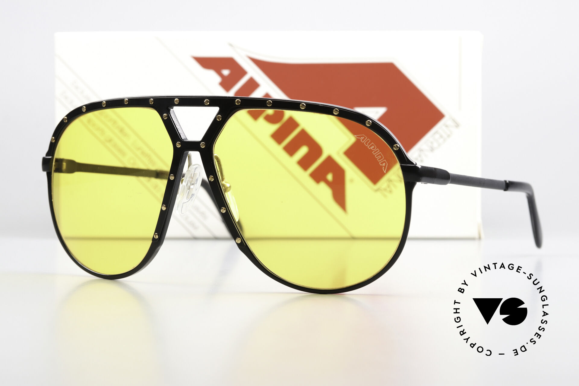 Lunettes De Soleil Vintage Alpina Pilot 1 Amber Rose - Made In W. Germany - Occasion Rare
