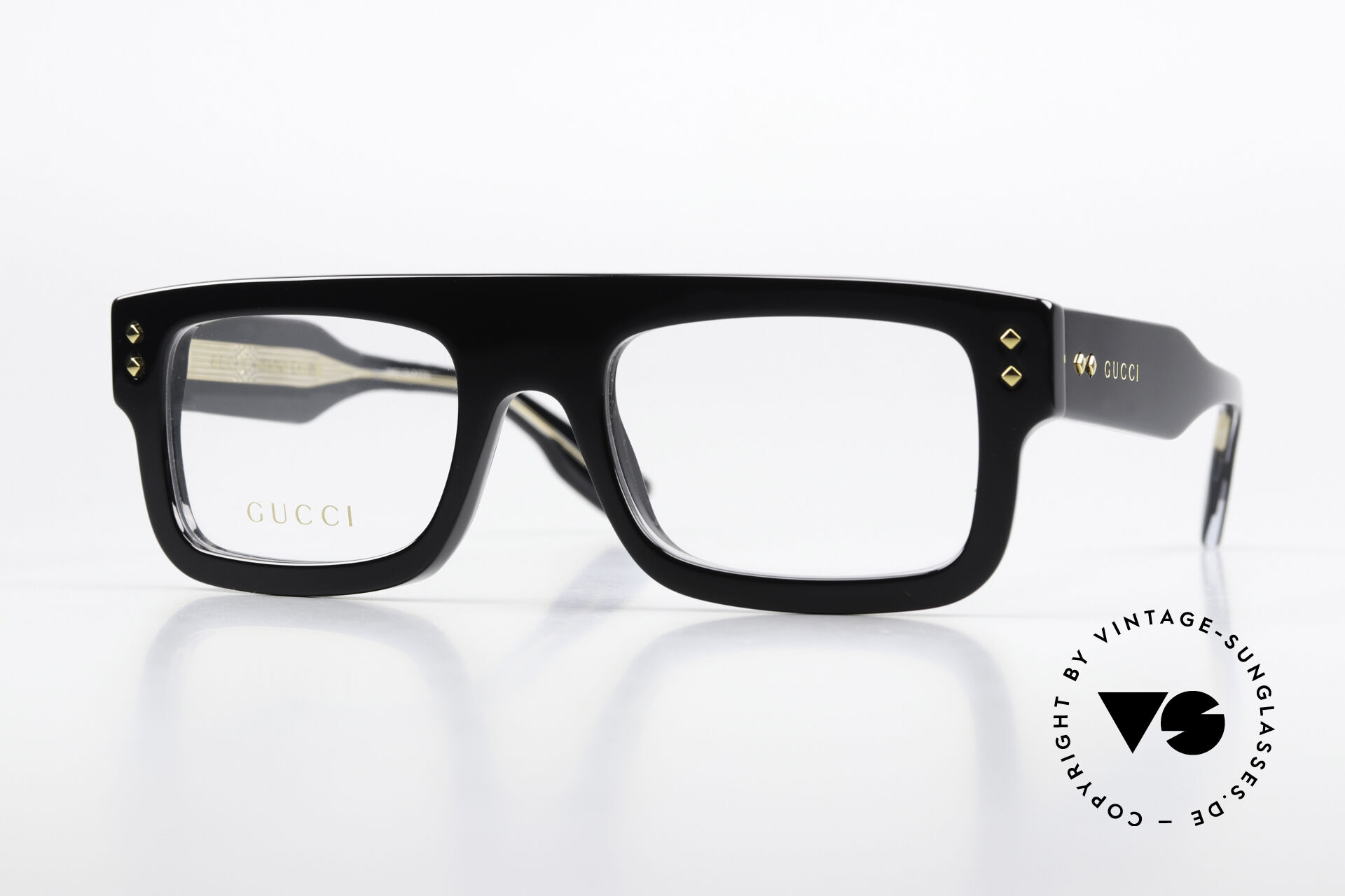 Glasses Gucci GG1085O Thick Black Frame Gold Logo