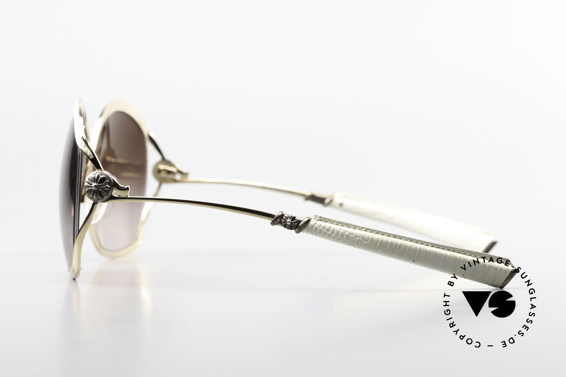 CHROME HEARTS さらさ Sunglasses Chrome Hearts Fluffer White Lizard Leather Frame