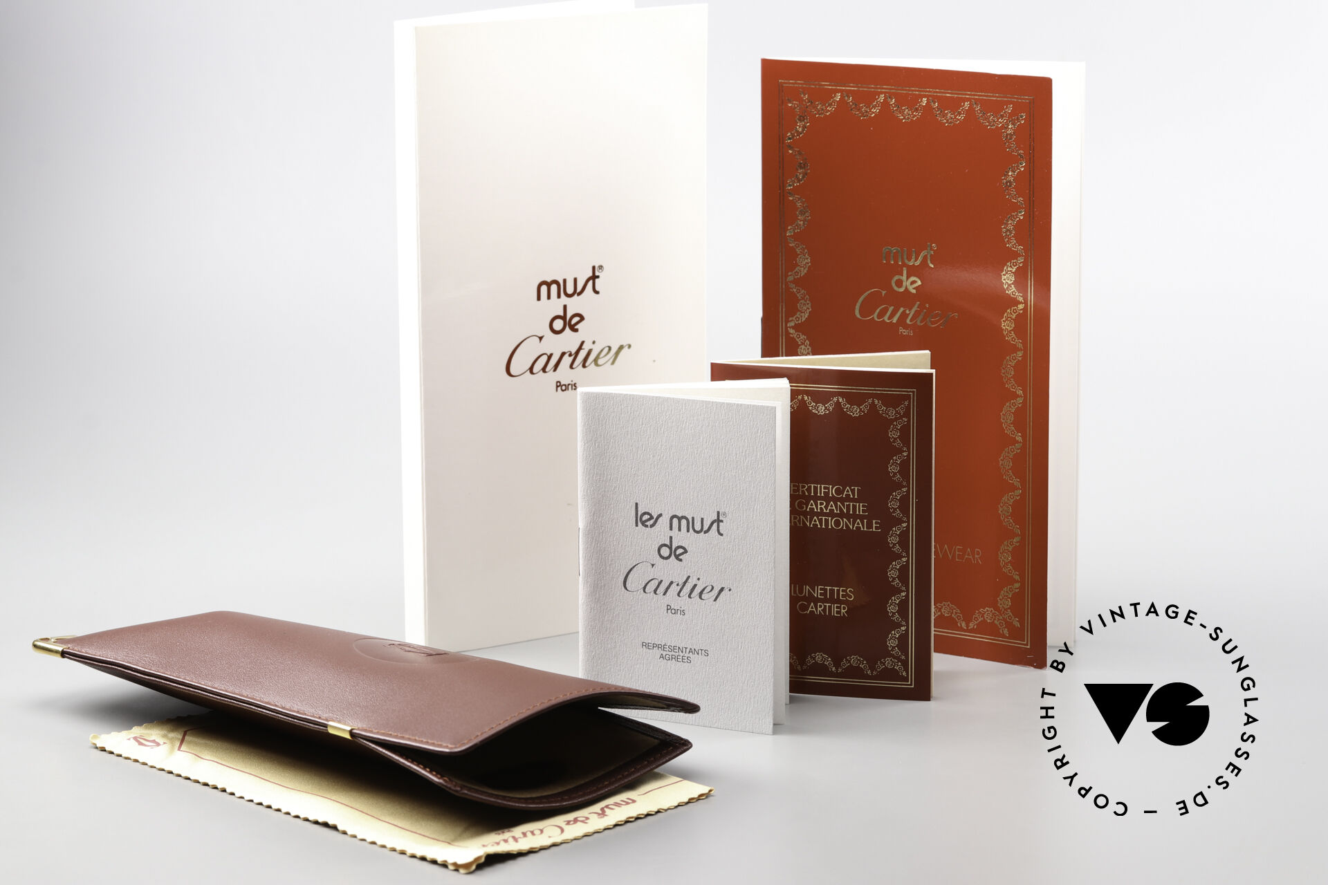 must de Cartier メガネケース ビンテージ Sunglasses Cartier_ Leather Case Case For Eyewear Sunglasses