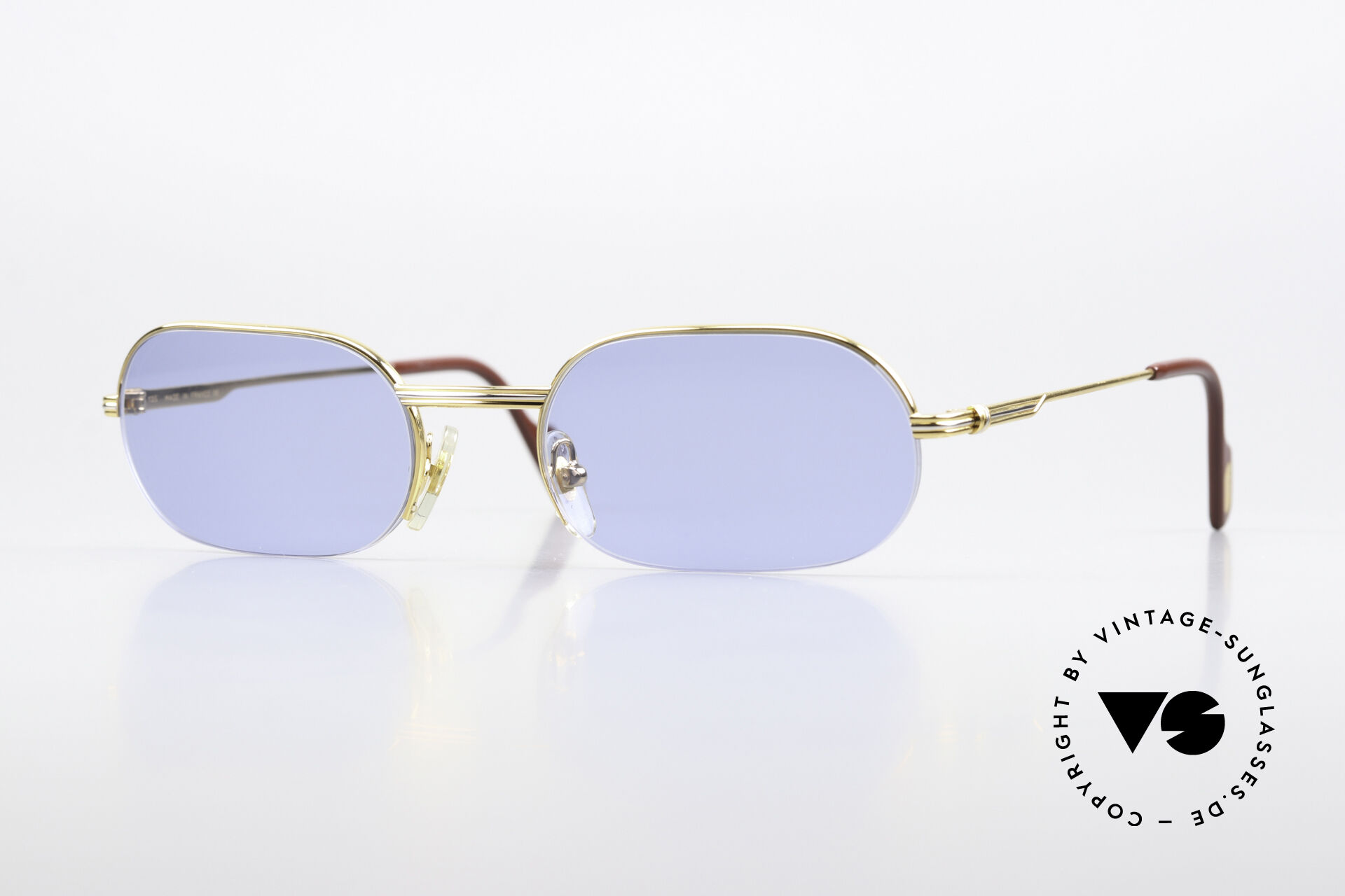 Authentic Cartier women rimless ,blue, gradient square  sunglasses Cartier CT0092O 001 Sunglasses Gold Custom Blue Gradient  main image 4