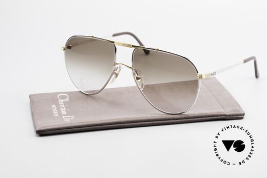 Christian Dior 2248 Large 80's Aviator Sunglasses, brown-gradient CR39 sun lenses (100% UV protection), Made for Men