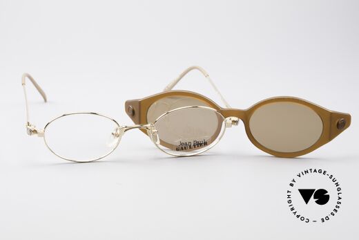 Jean Paul Gaultier 56-7202 Oval Frame With Sun Clip, NO retro glasses; a rare Jean Paul Gaultier ORIGINAL, Made for Men and Women