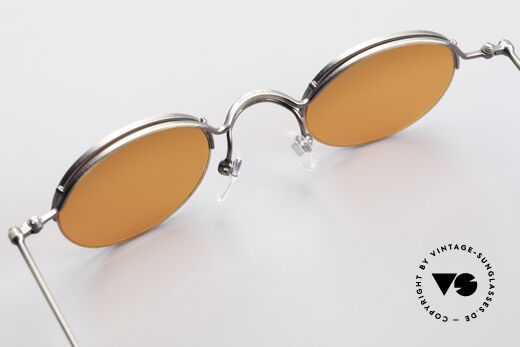Jean Paul Gaultier 55-7108 Small Vintage Panto Glasses, red sun lenses can be replaced with prescriptions, Made for Men and Women