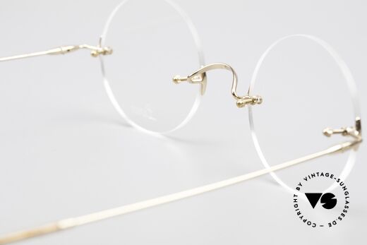 Lunor Classic Round GP Steve Jobs Glasses Rimless Gold, these legendary "celebrity specs" can be glazed optionally, Made for Men and Women