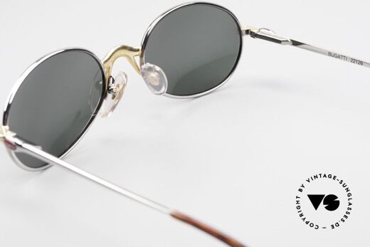 Bugatti 22126 Rare Oval 90's Vintage Shades, with solid G15 green sun lenses for 100% UV protection, Made for Men