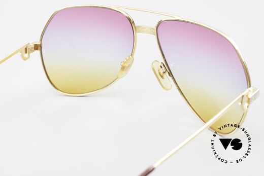 Cartier Vendome Santos - L Rare 80's Aviator Sunglasses, sun lenses look like a sunrise (from reddish to yellow), Made for Men