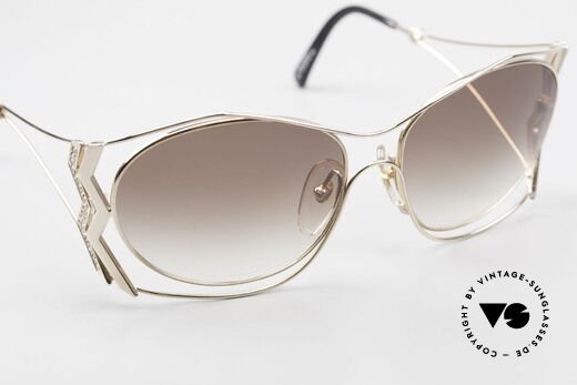 Paloma Picasso 3707 Gold-Plated With Crystal Gems, NO retro sunglasses; a unique authentic 90's original, Made for Women