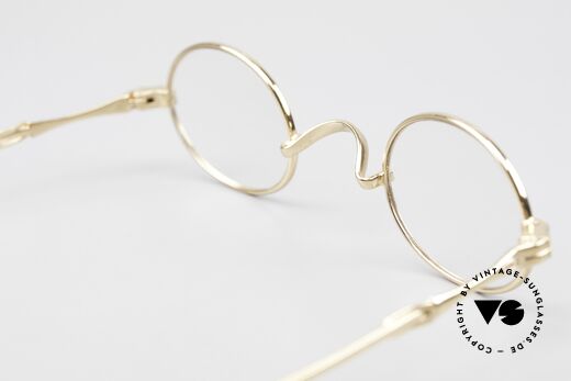 Lunor I 04 Telescopic XS Gold Glasses Slide Temples, LUNOR = shortcut for French "Lunette d'Or" (gold glasses), Made for Men and Women