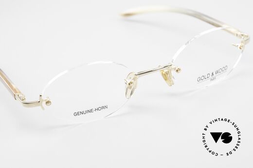 Gold & Wood 331 Rimless Genuine Horn Glasses, NO RETRO, but a precious old vintage ORIGINAL, Made for Men and Women