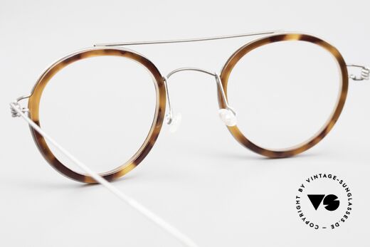 Lindberg Teitur 46 Air Titan Rim Panto Glasses With Brow Bar, clear Lindberg DEMO lenses can be replaced optionally, Made for Men and Women