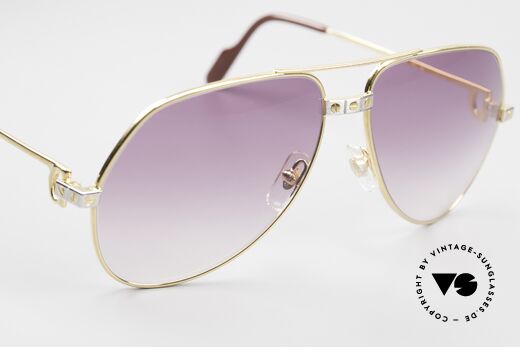 Cartier Vendome Santos - M James Bond Movie Shades 80's, unworn rarity with purple-gradient lenses & full packing, Made for Men and Women