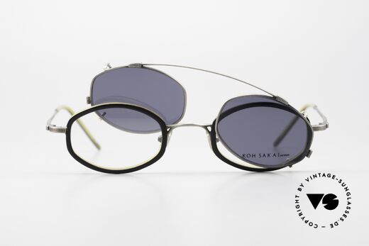 Koh Sakai KS9836 Titanium Glasses With Sun Clip, unworn, NOS (like all our rare vintage Clip-On glasses), Made for Men and Women