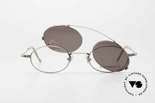 Koh Sakai KS9701 Clip On Titanium Frame Oval 90's, unworn, NOS (like all our old 90's Titanium sunglasses), Made for Men and Women