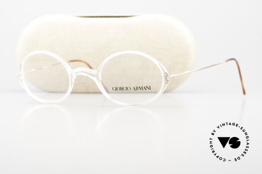 Giorgio Armani 363 Oval Eyeglasses Crystal 90's, the demo lenses can be replaced with optical lenses, Made for Men and Women