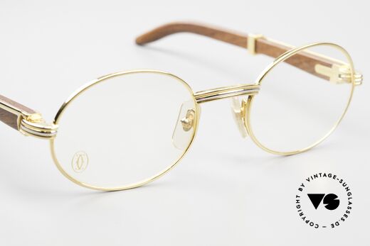 Cartier Giverny Oval Wood Eyeglasses 1990, orig. Cartier DEMO lenses can be replaced optionally, Made for Men and Women